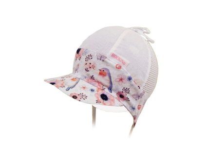 Dívčí letní čepice, květy ptáčci