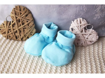 Bavlněné kojenecké capáčky, tyrkysové