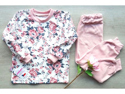 Bavlněné dívčí pyžamo květy v.92-110