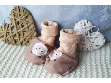 Bavlněné kojenecké capáčky sovičky, hnědé