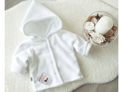 Zateplený  kabátek, bunda fleece- antipilling, bílá