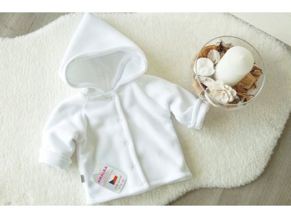 Zateplený  kabátek, bunda fleece- antipilling, bílá