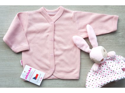 Bavlněný, kojenecký kabátek, pudrově růžový