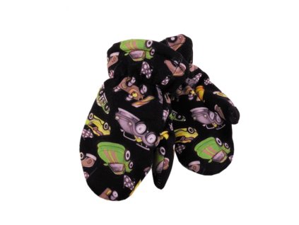 Dětské zateplené rukavičky fleece auta, černé