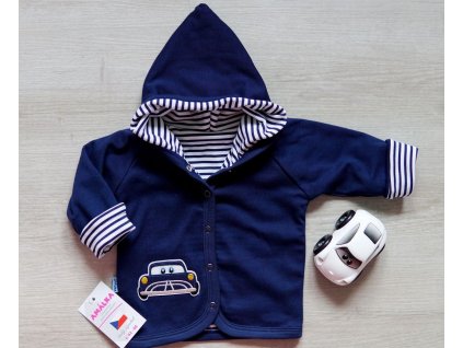 Bavlněný dvojitý kabátek tmavě modrý, Autíčko