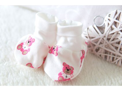 Kojenecké capáčky bavlna, růžoví medvídci