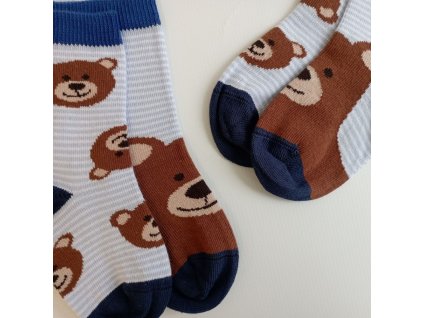 Kojenecké ponožky modré, medvídek v.9-15cm
