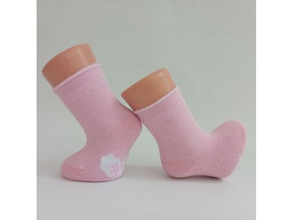 Bavlněné ponožky Jůlinka s ruličkovým lemem, růžové