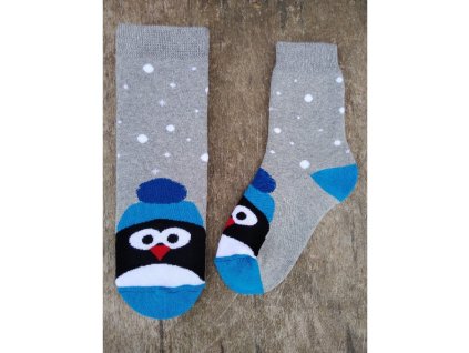 Zimní froté ponožky PENGUIN modré v.16-18cm