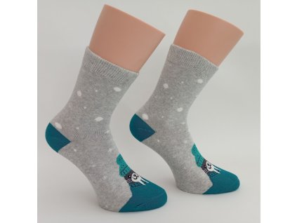 Zimní froté ponožky Mrož, petrolejové v.16-21cm