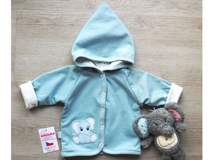 Propínací celopodšitá mikina s kapucí teplákovina, ledově zelená