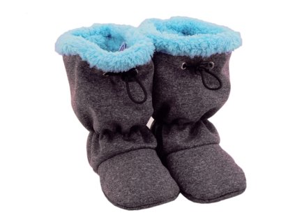 Dětské softshellové zateplené capáčky, šedý melír/tyrkys
