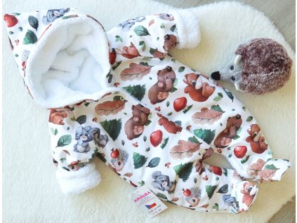 Zateplená kombinéza, zvířátka v lese