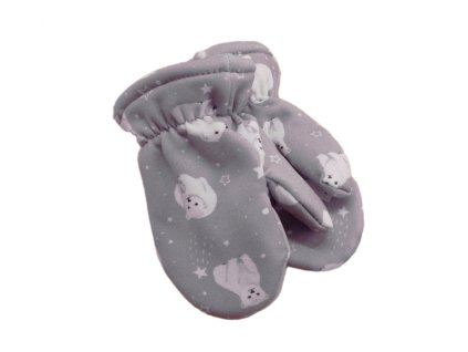 Dětské zateplené rukavičky fleece s palečkem, lední medvěd