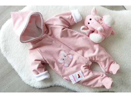 Zateplená kombinéza sloneček, pudrově růžová
