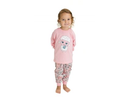 Dívčí bavlněné pyžamo růžové, ovečka v.92-104