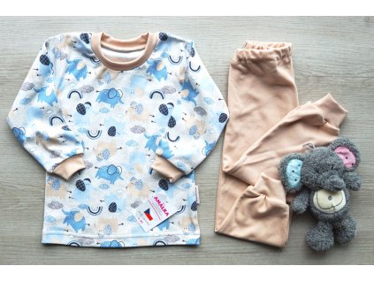 Bavlněné pyžamo sloníci