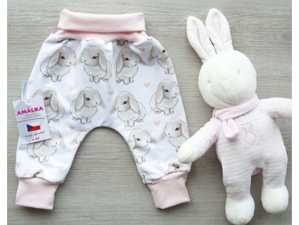 Elastické rostoucí kalhoty teplákovina, králíček