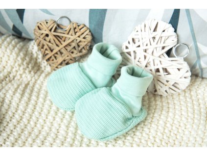 Bavlněné kojenecké capáčky, zelené vafle