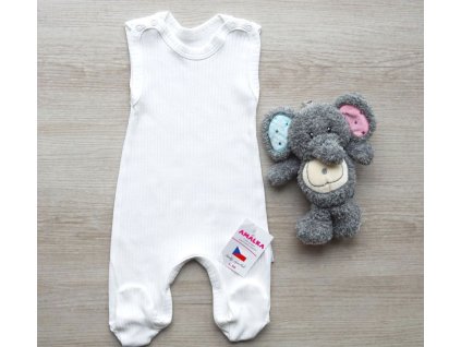 Bavlněné dupačky žebrované, smetanové