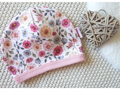 Elastická čepička saporka, barevné květinky