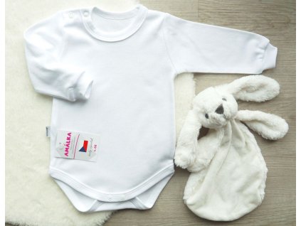 Bavlněné body dlouhý rukáv, bílé 2.jakost