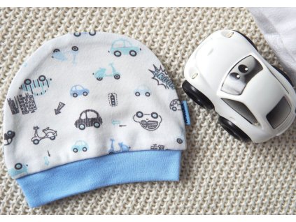 Bavlněná čepička, autíčka