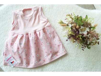 Letní šaty, ažurový vzor, plátno květinky