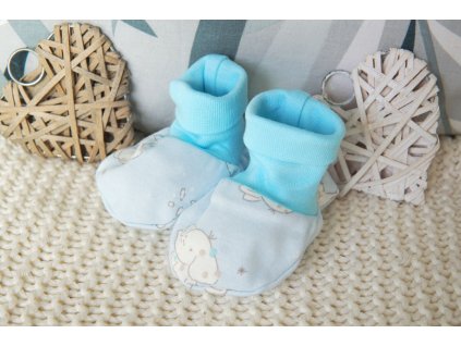 Bavlněné kojenecké capáčky sloníci, tyrkys