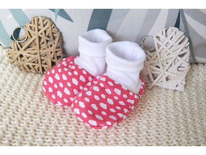 Kojenecké bavlněné capáčky korálové, mráčky
