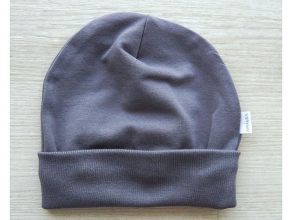 Elastická čepička teplákovina přeložený lem, šedá