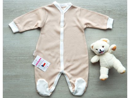 Bavlněný propínací overal, oříškový