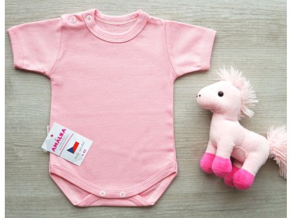 Elastické body krátký rukáv, sytě lososové