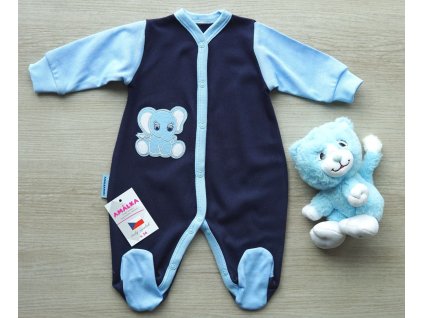 Bavlněný modrý overal, slon - 2.jakost