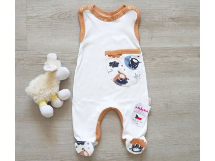 Bavlněné dupačky ovečky kapsa, 2.jakost