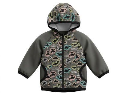 Softshellová dětská bunda zvířátka dino, šedá