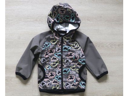 Softshellová dětská bunda zvířátka dino, šedá