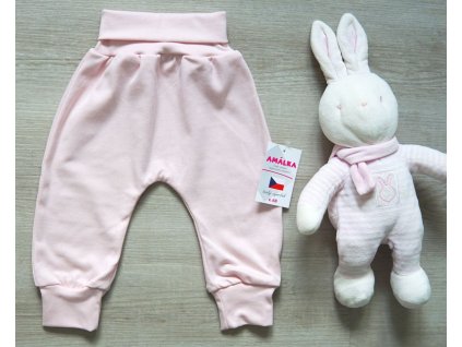 Bavlněné rostoucí kalhoty, světle pudrově růžové