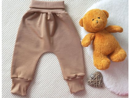 Elastické rostoucí kalhoty teplákovina, hnědé