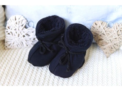 Zateplené bačkůrky černé, bavlna s chlupatkou