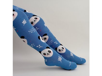 Bavlněné dětské punčocháče panda, modré