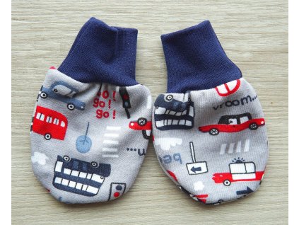 Kojenecké bavlněné rukavičky, auta
