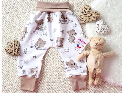Elastické rostoucí kalhoty teplákovina, medvídek