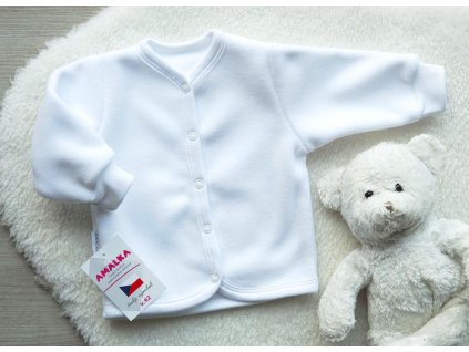Propínací svetřík fleece antipilling, bílý