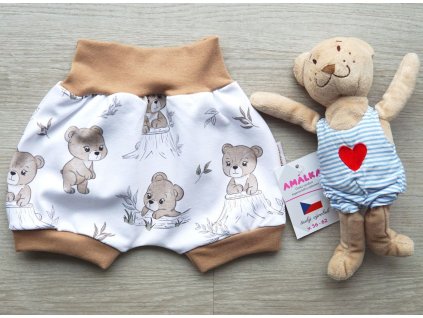 Elastické letní kraťasy pro miminko, medvídek