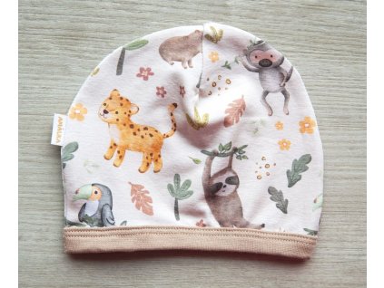 Elastická čepička saporka jersey, safari