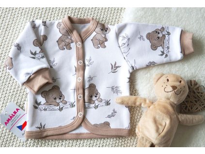 Propínací kabátek digitální teplákovina, Medvídek