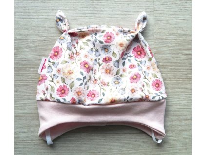 Elastická čepička jersey, barevné květinky