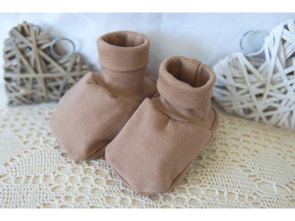 Capáčky pro miminko teplákovina, hnědé