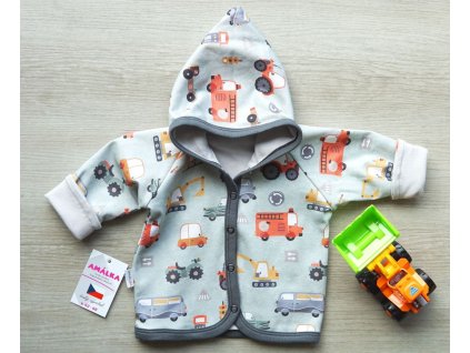 Dvojitý kabátek s kapucí teplákovina, auta